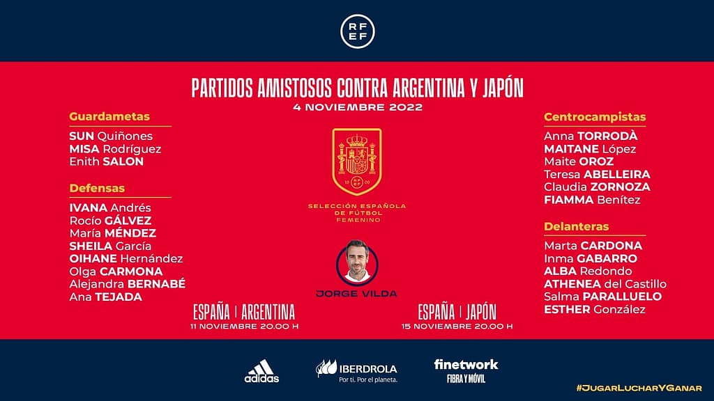La lista de convocadas